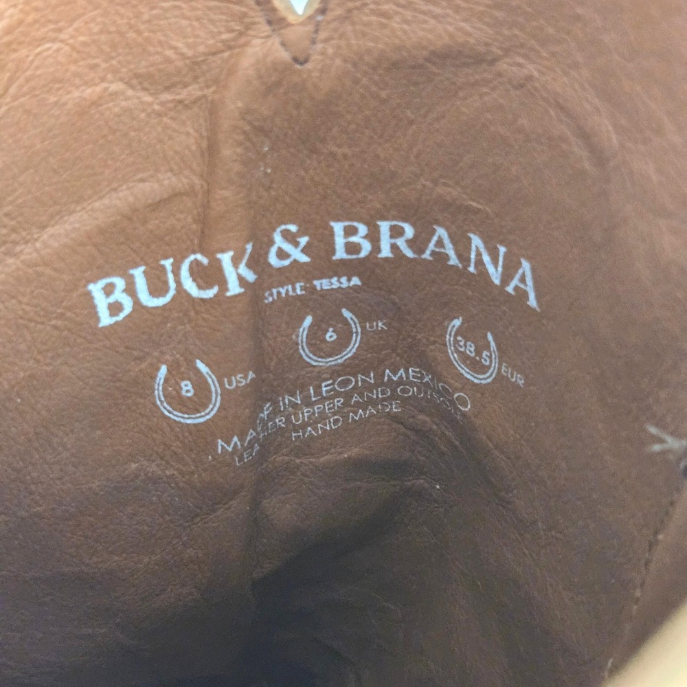 Buck & Brana Tessa Camel Suede Western Cowboy Boots Women 8 Handmade Mexico NWT - Picture 7 of 9